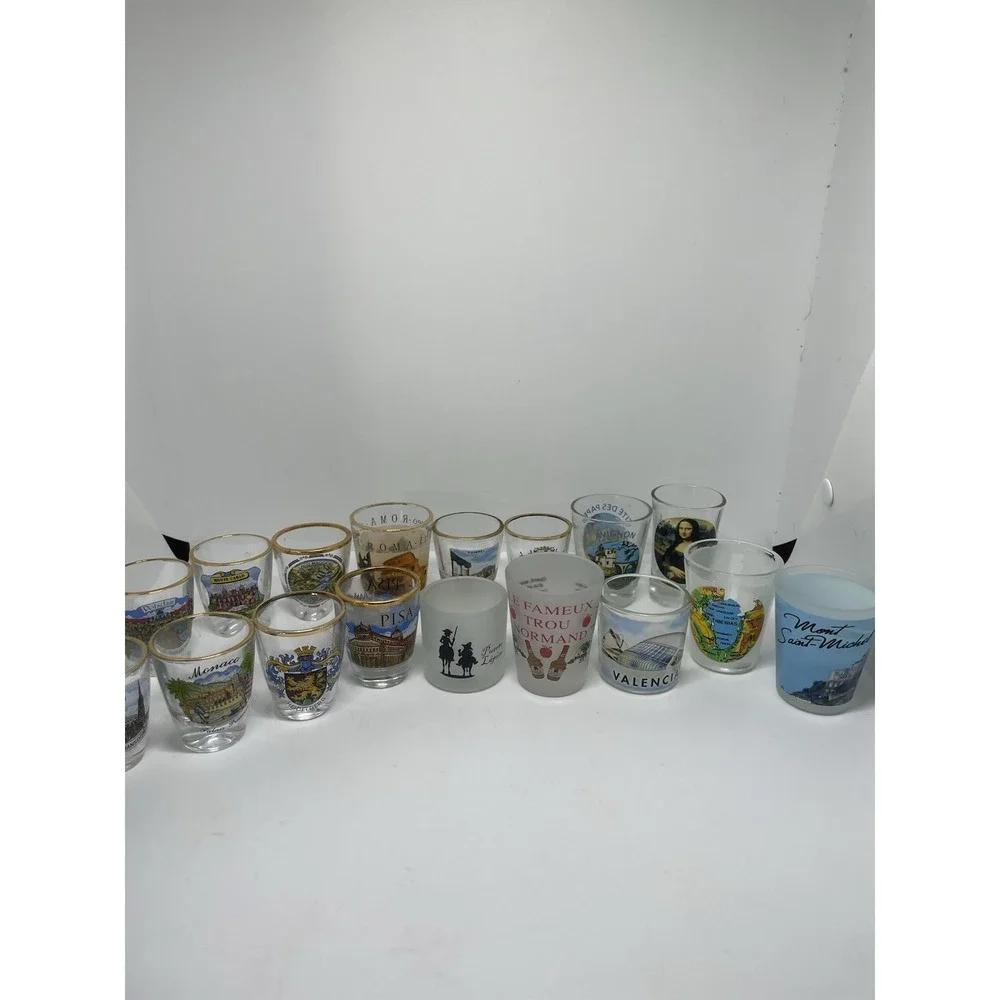 Lot of 11 VTG Gold Rim Shot Glasses/and‎ Others Europe Germany Landmark school